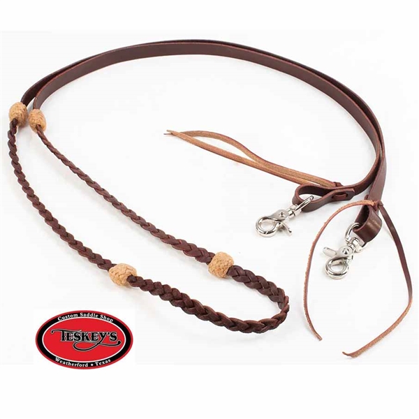 Contest Reins Snap Ends Rawhide Hand Braided Roping 